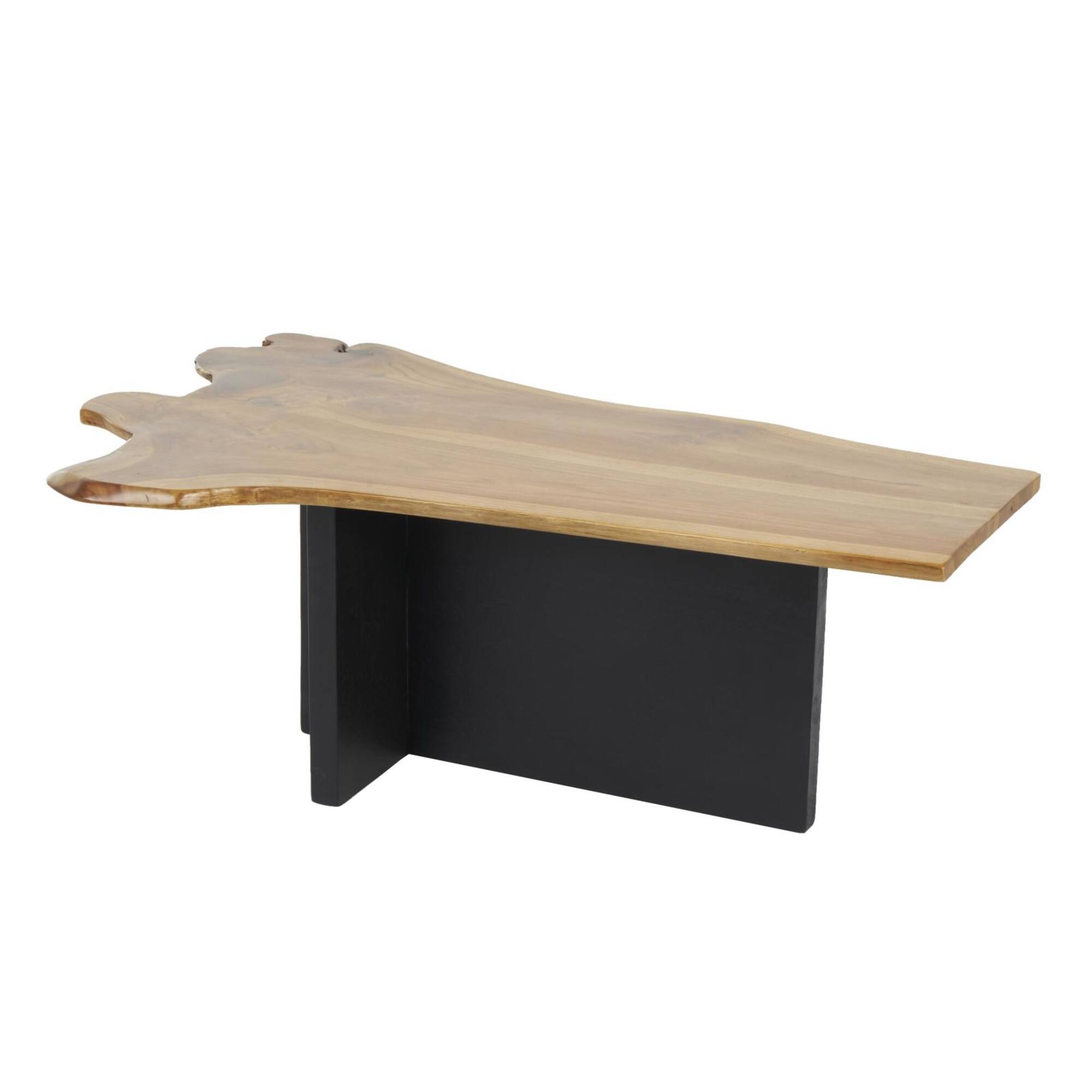 48" Brown Teak Wood Handmade Coffee Table with Brown Live Edge Tabletop